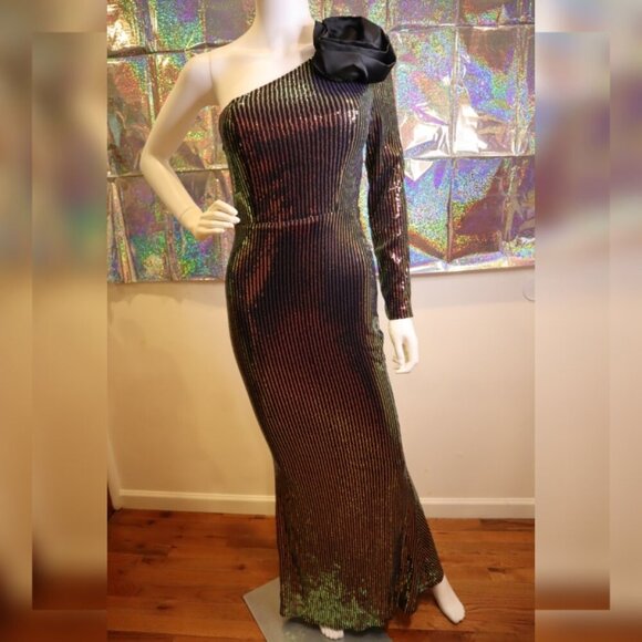 Miss Ord Sequin Dress with Black Rose - Picture 1 of 4